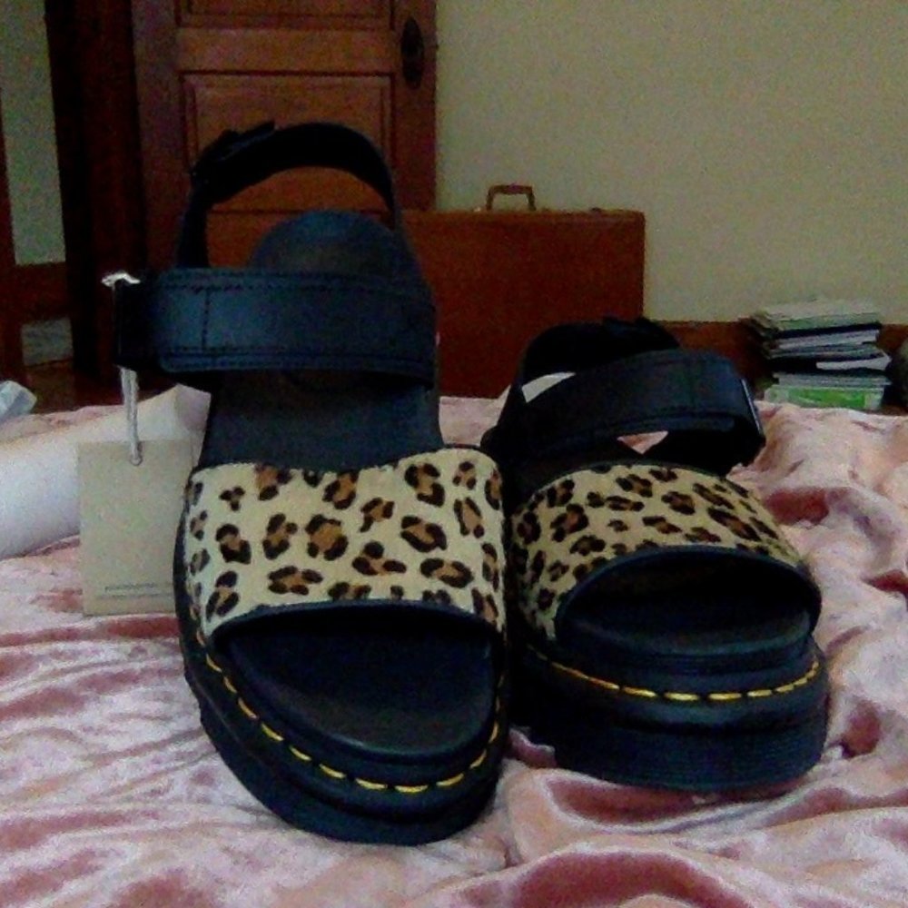 Voss Cheetah Animal Print Doc Martens Sandals